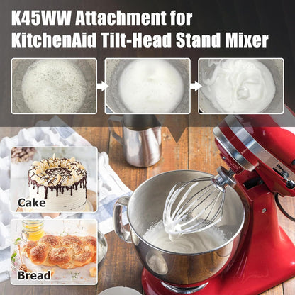 1pc Kitchen Aid 4.5-5QT Stainless Steel Egg Whisk Ball Multi-Model Compatible Egg Beater Accessory Cream Mixing Head