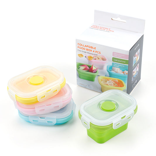 4pc/set Food Storage Box Plastic Fresh-keeping Box Snack Sealed Lunch Box Plastic Lunch Box