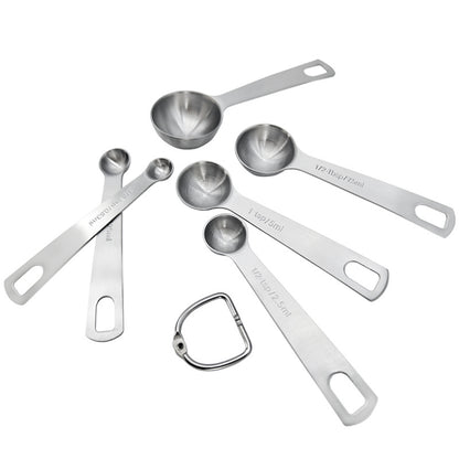 6pc/set Stainless Steel Round Measuring Spoon Baking Scale Seasoning Measuring Spoon