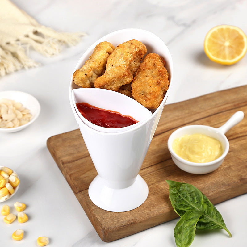 1pc French Fries Cup Vegetable Salad Cup Plastic French Fries Cup PP Salad Cup Oblique Cup Snack Cup.