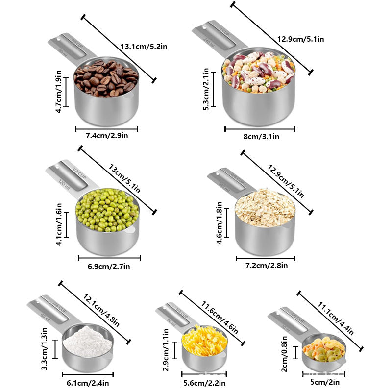 7pc/set Stainless Steel Measuring Cup Set Baking Tool