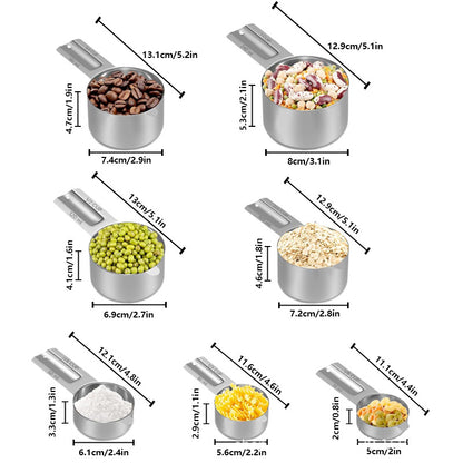 7pc/set Stainless Steel Measuring Cup Set Baking Tool
