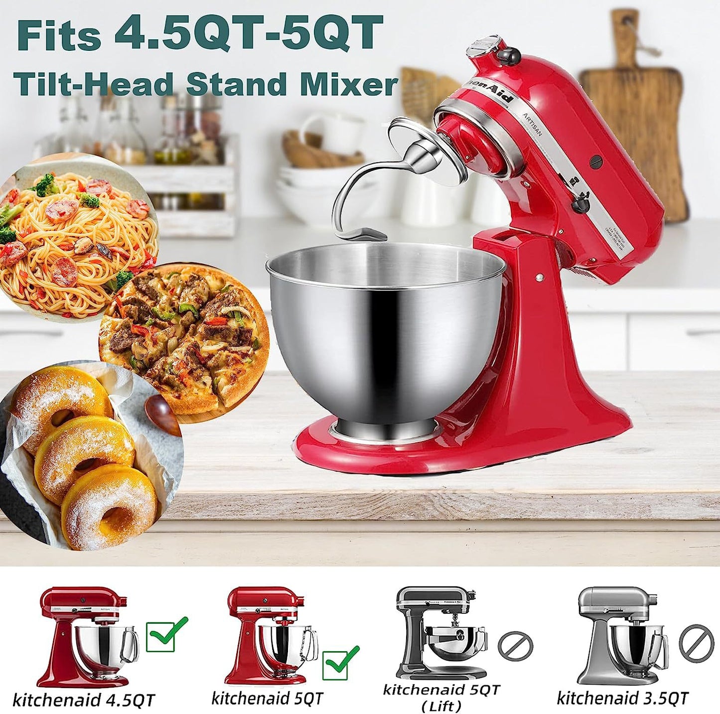 Kitchen Aid Chef Maker 5QT Stirring Paddle Stainless Steel 304 Beat Cream Can Put in Dishwasher