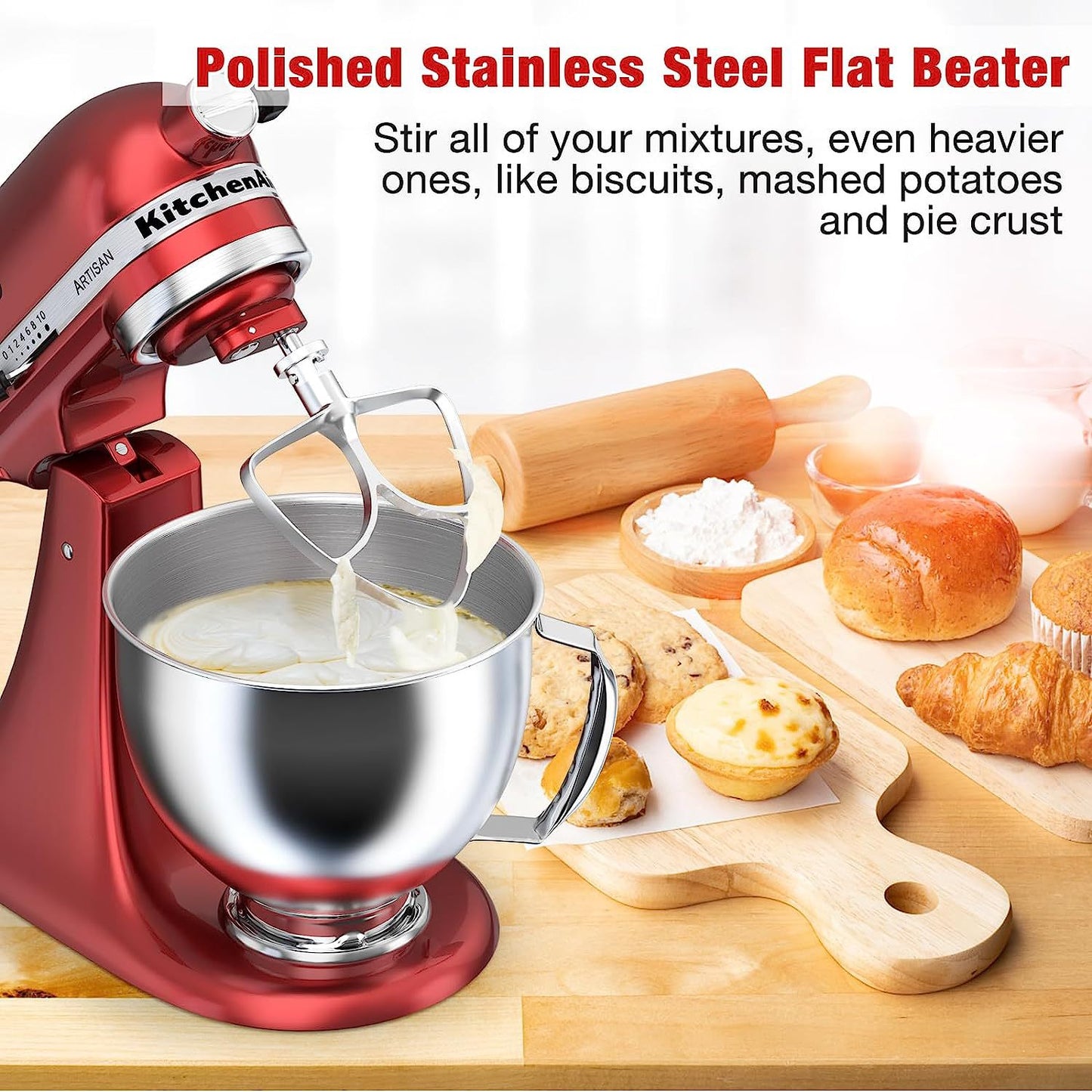 Kitchen Aid Chef Maker 5QT Stirring Paddle Stainless Steel 304 Beat Cream Can Put in Dishwasher
