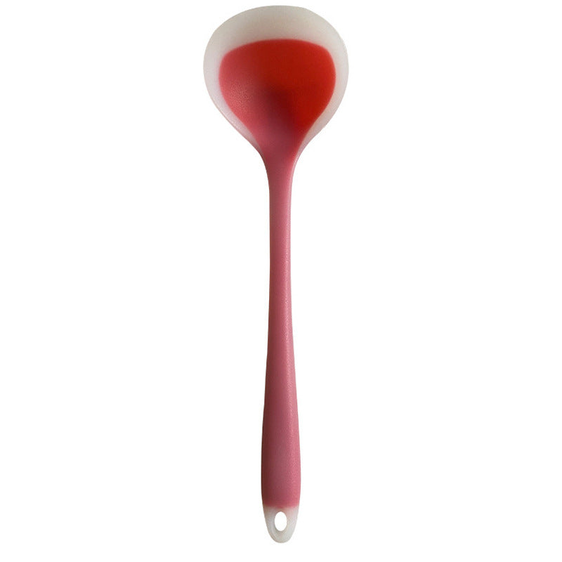 1pc Colored Large Silicone Soup Spoon, Household Heat-resistant Long Handled Soup Spoon