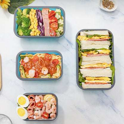 1set/4pc Silicone Foldable Lunch Box with Lid Portable Lunch Box for Freshness Preservation