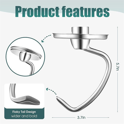 Stand Mixer Kneading Hook Stainless Steel Dough Hook Rust Resistant Wear Resistant Bread Dough Kneading Mixer Accessory