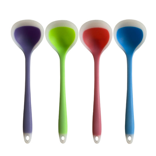 1pc Colored Large Silicone Soup Spoon, Household Heat-resistant Long Handled Soup Spoon