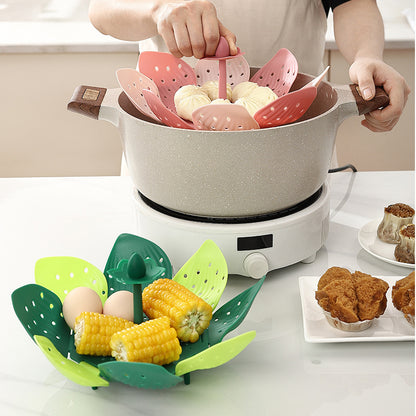 1pc Foldable Plastic Lotus Flower Steamer Basket for Home Use