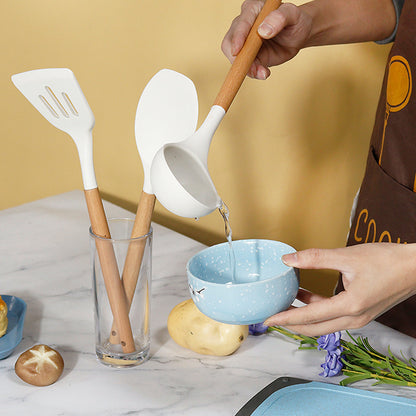 1set/4pc Silicone Spatula, Soup Spoon Heat-resistant Silicone Kitchenware Set