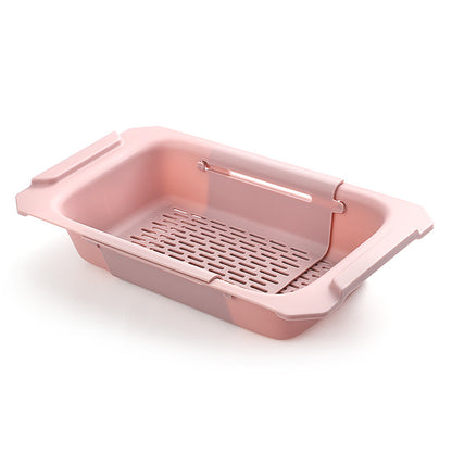 1pc Retractable Sink Drain Rack Plastic Washing Basket Household Kitchen Rack Vegetable Drain Basket