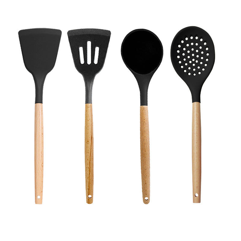 1set/4pc Silicone Spatula, Soup Spoon Heat-resistant Silicone Kitchenware Set