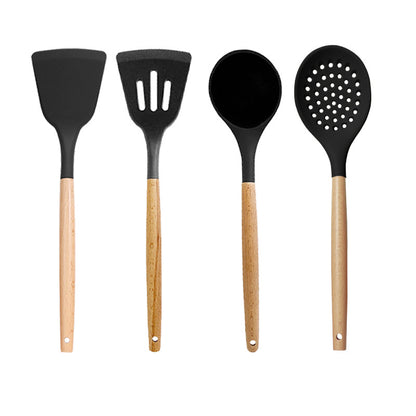 1set/4pc Silicone Spatula, Soup Spoon Heat-resistant Silicone Kitchenware Set