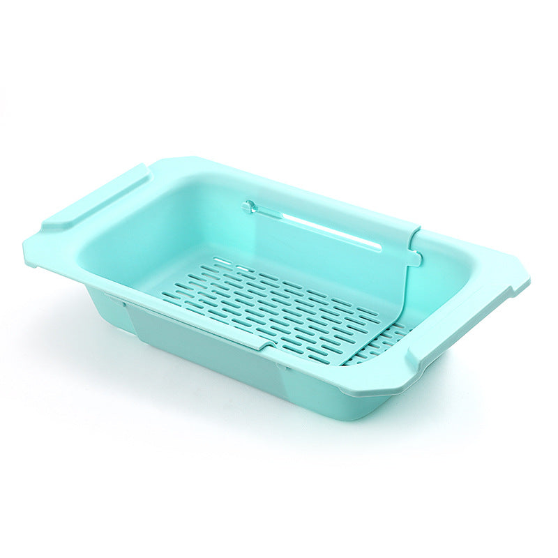 1pc Retractable Sink Drain Rack Plastic Washing Basket Household Kitchen Rack Vegetable Drain Basket