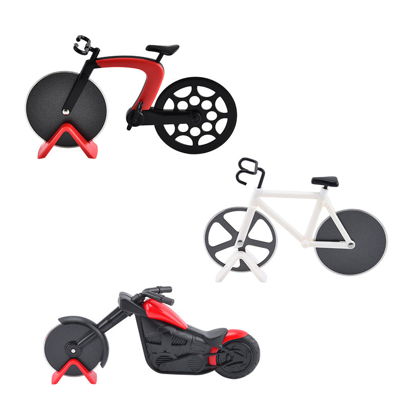 1pc Creative Bicycle Pizza Knife Motorcycle Double Wheel Household Stainless Steel Roller Pizza Knife