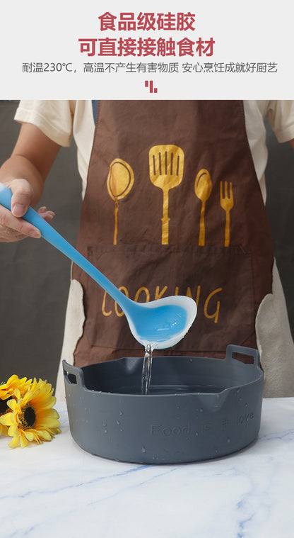 1pc Colored Large Silicone Soup Spoon, Household Heat-resistant Long Handled Soup Spoon