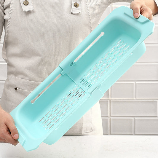 1pc Retractable Sink Drain Rack Plastic Washing Basket Household Kitchen Rack Vegetable Drain Basket