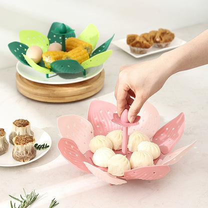 1pc Foldable Plastic Lotus Flower Steamer Basket for Home Use