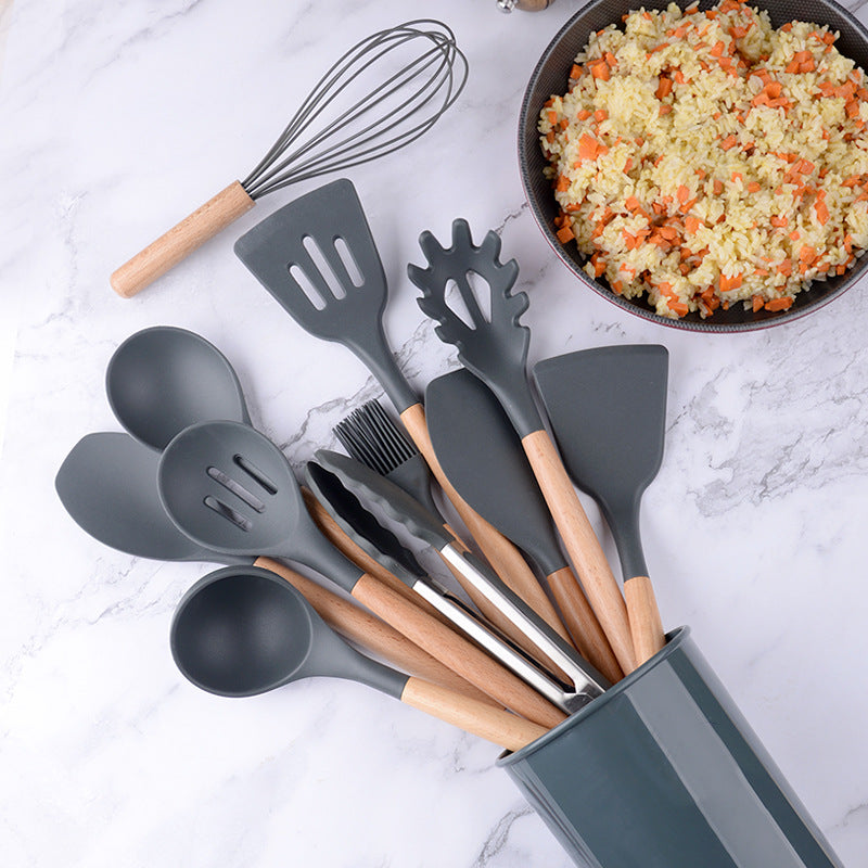 12pcs/set Silicone Kitchenware Utensils Set Spoon Tongs Kit