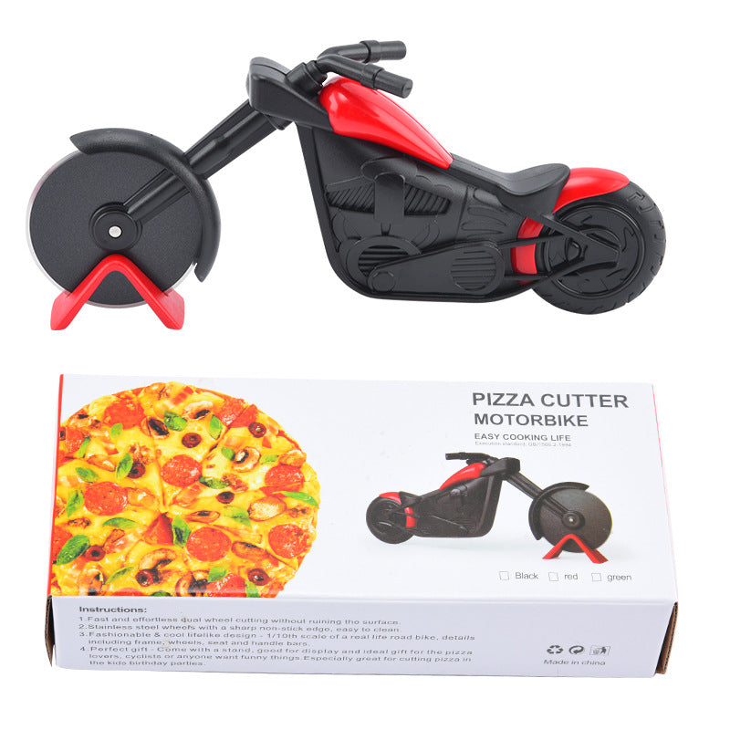 1pc Creative Bicycle Pizza Knife Motorcycle Double Wheel Household Stainless Steel Roller Pizza Knife