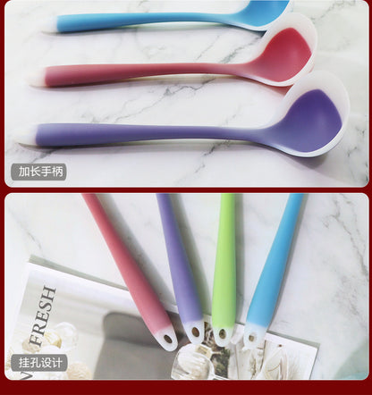 1pc Colored Large Silicone Soup Spoon, Household Heat-resistant Long Handled Soup Spoon