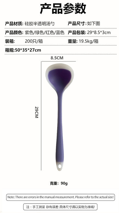 1pc Colored Large Silicone Soup Spoon, Household Heat-resistant Long Handled Soup Spoon