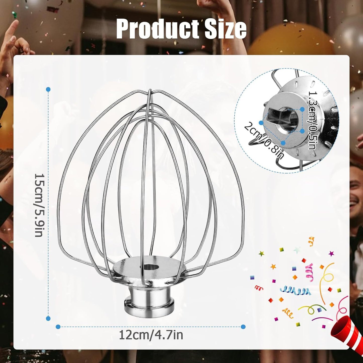 1pc Kitchen Aid 4.5-5QT Stainless Steel Egg Whisk Ball Multi-Model Compatible Egg Beater Accessory Cream Mixing Head
