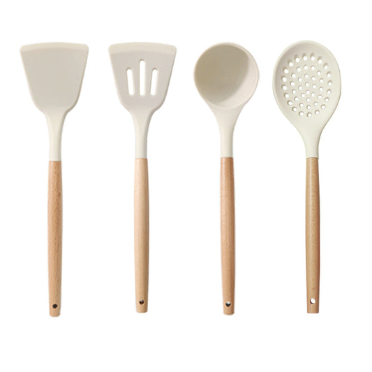 1set/4pc Silicone Spatula, Soup Spoon Heat-resistant Silicone Kitchenware Set