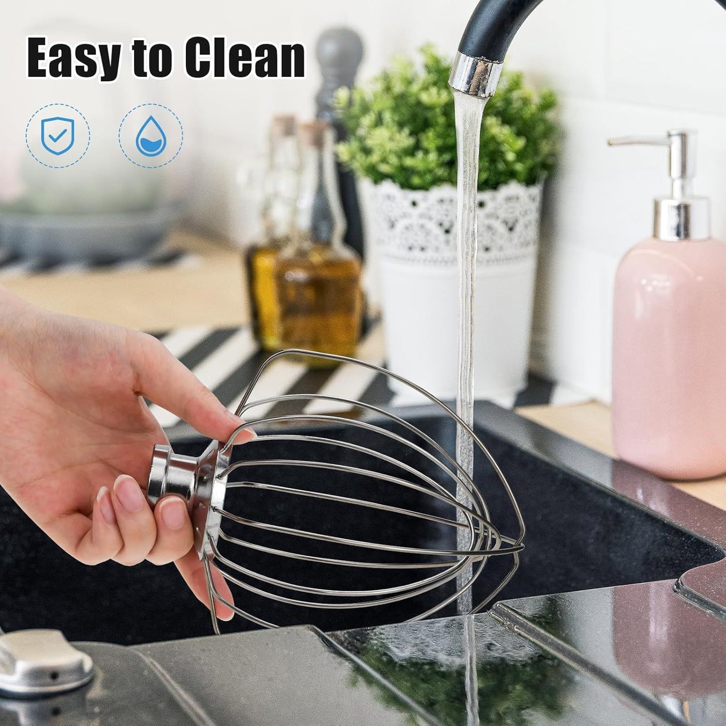 1pc Kitchen Aid 4.5-5QT Stainless Steel Egg Whisk Ball Multi-Model Compatible Egg Beater Accessory Cream Mixing Head