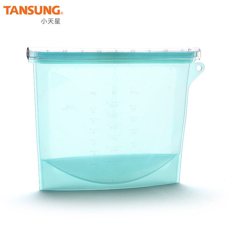 1pc Silicone Fresh-keeping Bag Leak-proof Food Bag Vacuum Food Sub-packaging Self-sealing Bag