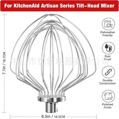 KN211WW Stainless Steel 11 Wire Whip Attachment for KitchenAid Bowl Lift Mixer 7 Quart Bowl