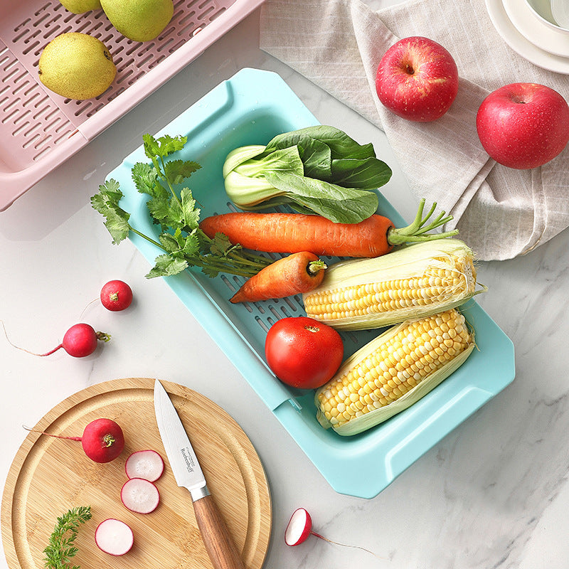 1pc Retractable Sink Drain Rack Plastic Washing Basket Household Kitchen Rack Vegetable Drain Basket