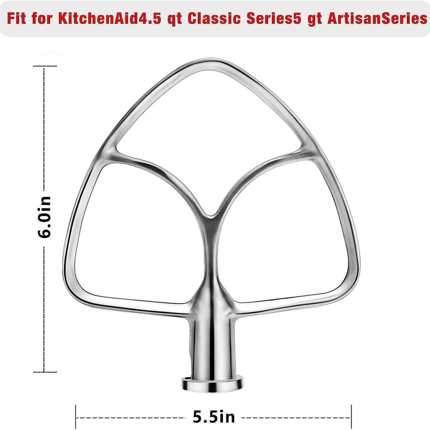 Kitchen Aid Chef Maker 5QT Stirring Paddle Stainless Steel 304 Beat Cream Can Put in Dishwasher