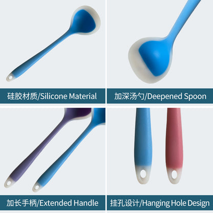 1pc Colored Large Silicone Soup Spoon, Household Heat-resistant Long Handled Soup Spoon