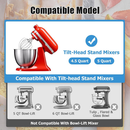 1pc Kitchen Aid 4.5-5QT Stainless Steel Egg Whisk Ball Multi-Model Compatible Egg Beater Accessory Cream Mixing Head