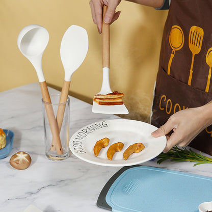 1set/4pc Silicone Spatula, Soup Spoon Heat-resistant Silicone Kitchenware Set