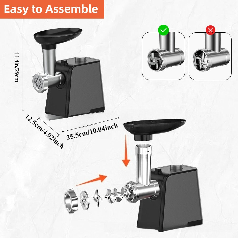 Multifunctional Electric Meat Grinder Sausage Stuffer for Home & Commercial Use Dual Material Stainless Steel/Iron 4 Plug Options
