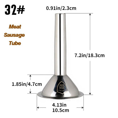 1pc Extended Stainless Steel Funnel Nozzle Sausage Tube For Blood/Meat/Ribs Sausage