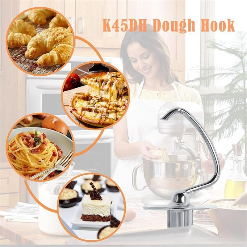 Stainless steel dough hook attachment for KitchenAid4.5-5QT tilt head stand mixer K45DH