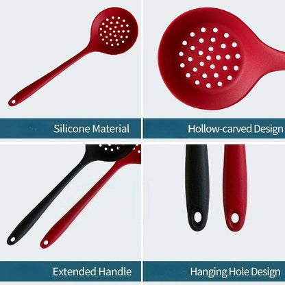 1pc High Temperature Resistant Long Handled Silicone Slotted Spoon