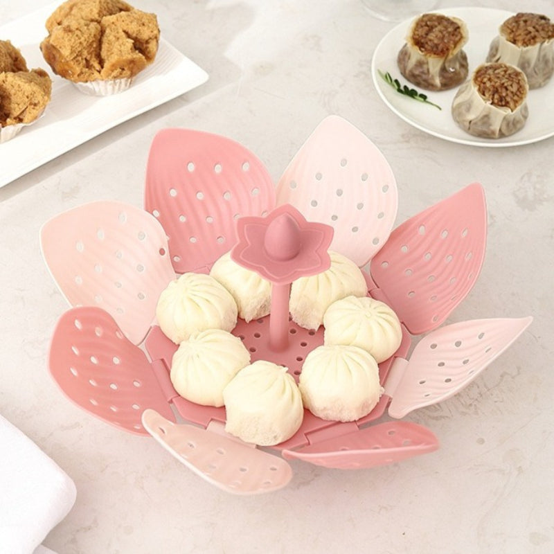 1pc Foldable Plastic Lotus Flower Steamer Basket for Home Use