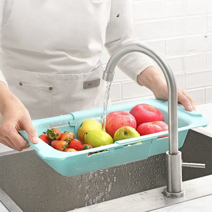 1pc Retractable Sink Drain Rack Plastic Washing Basket Household Kitchen Rack Vegetable Drain Basket