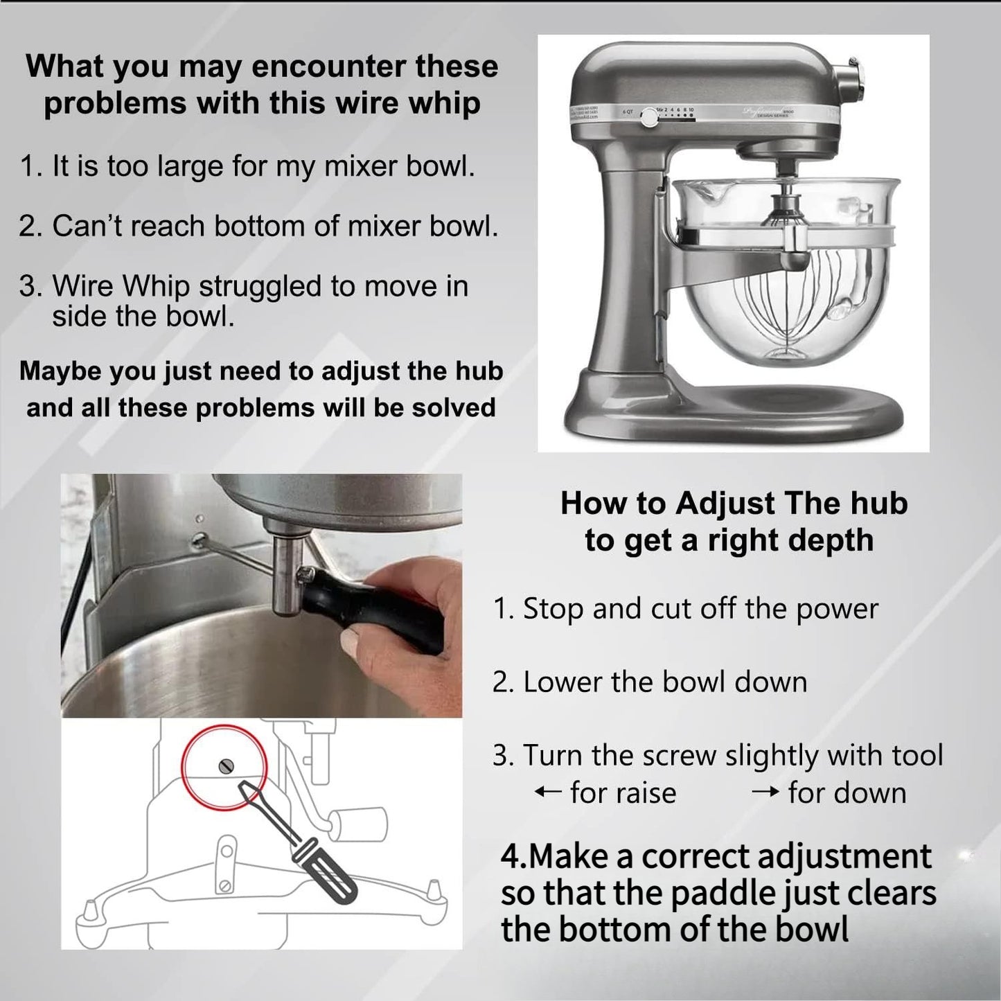 Kitchen Treasure KitchenAid6QT Chef Machine Pro600 Stainless Steel Hook Noodles Mixing Paddle Accessories