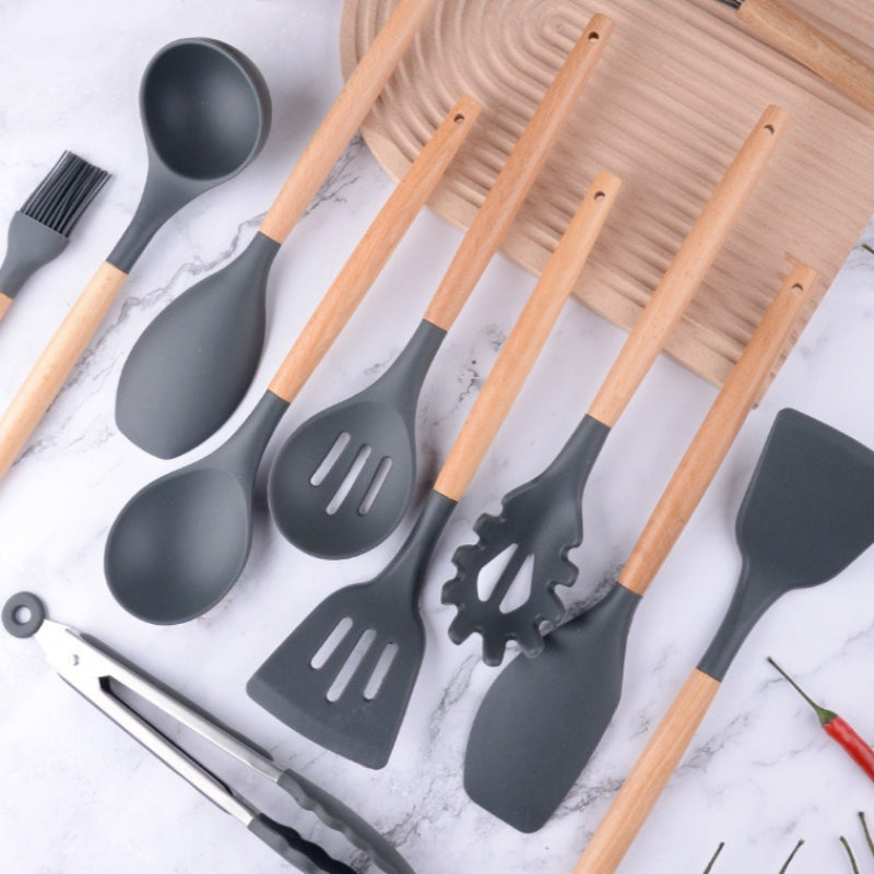 12pcs/set Silicone Kitchenware Utensils Set Spoon Tongs Kit