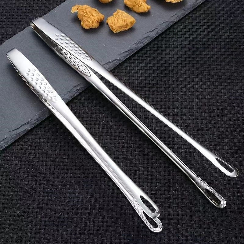 1pc Stainless Steel BBQ Tongs - Heat Resistant Food Tongs for Grilling & Kitchen Bread Serving