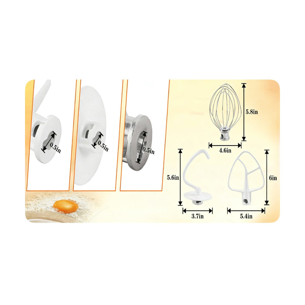 3cps/Set for KitchenAid K45WW Egg Beater K45DH Dough Hook K45B Stirring Paddle