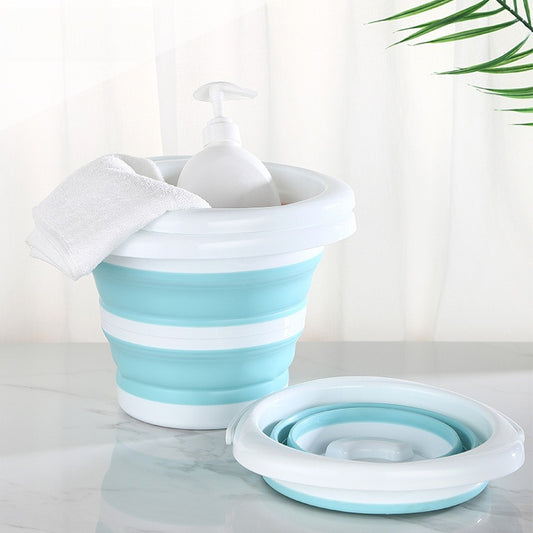 1pc Portable plastic bucket with lid folding bucket telescopic bucket