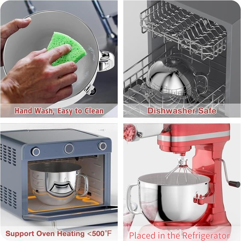6QT Stainless Steel Mixing Bowl Kitchenaid Vertical Mixer, Kitchen Treasure 6QT Oblique Head Mixer with Handle