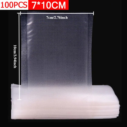 100Pcs/PackTextured Vacuum Bags Household Cooked Food Fresh-keeping Sealed Plastic Bag Compression Food Grade Packaging Reticulated Vacuum Bags