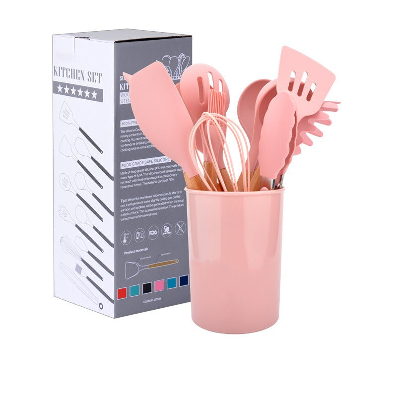12pcs/set Silicone Kitchenware Utensils Set Spoon Tongs Kit